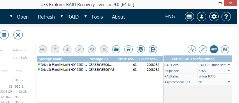 raid builder tool with added linkstation nas drives in ufs explorer raid recovery program 