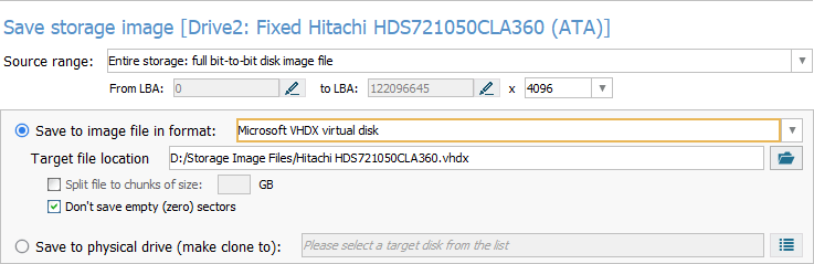 microsoft vhdx virtual disk parameter in disk imaging configuration window in ufs explorer program