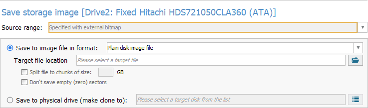 specified with external bitmap option set as source range in disk imaging configuration window in ufs explorer program