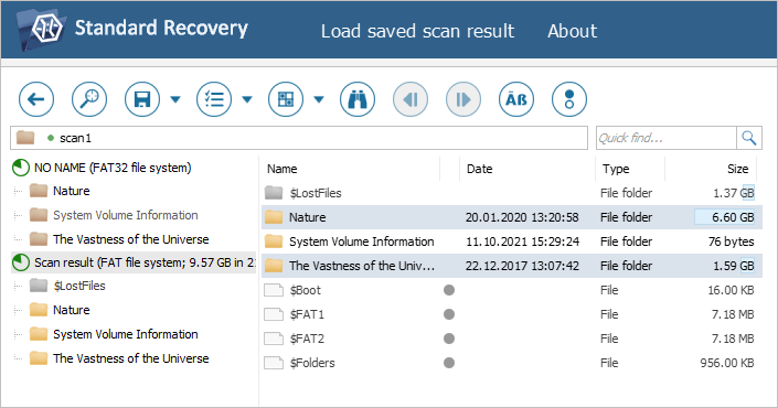 multiple files and folders selected with shift or ctrl key in explorer of ufs explorer program