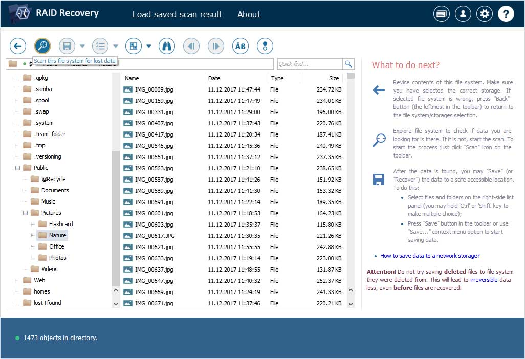 scan this file system for lost data option on ufs explorer top toolbar