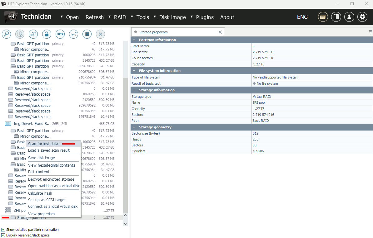 forcibly assembled QZFS pool, no file system