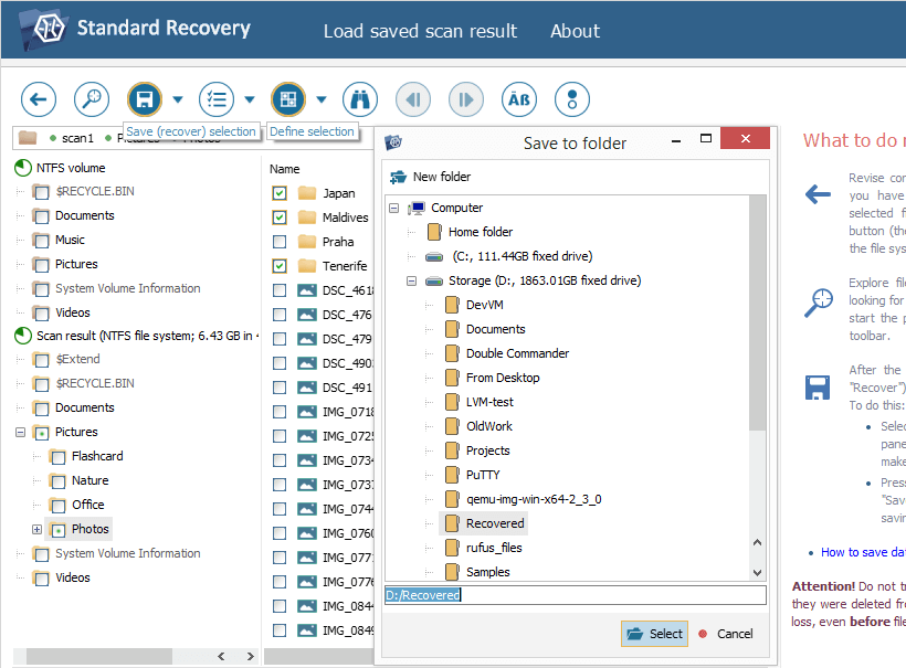 tools to select and save multiple recovered files in explorer of ufs explorer program