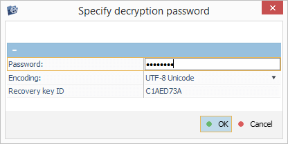 window specify decryption password in ufs explorer program interface