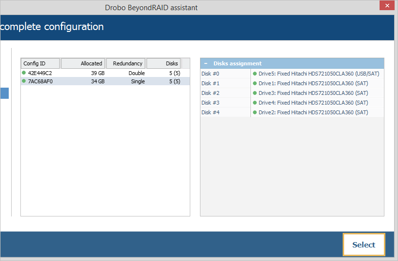 choosing other beyondraid configuration in drobo beyondraid assistant of ufs explorer raid recovery program