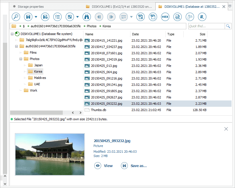 view content of transformed storage in explorer of ufs explorer professional recovery