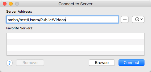 macos finder dialog to specify server address and connect