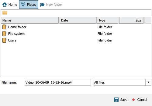 places tab of save dialog in ufs explorer