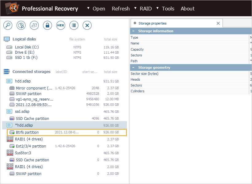 mounted parititon with user files in ufs explorer