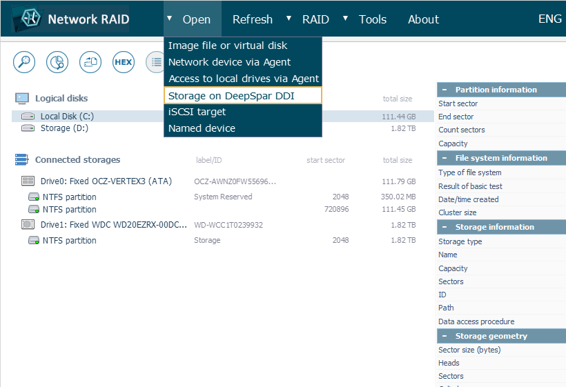 Die Software findet automatisch alle im Netzwerksegment verfügbaren DDI-Geräte.