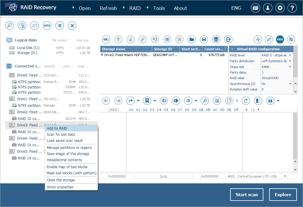 adding drives to raid builder in ufs explorer raid recovery software