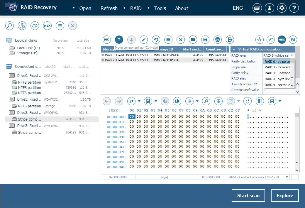 set components order in raid builder in ufs explorer raid recovery program