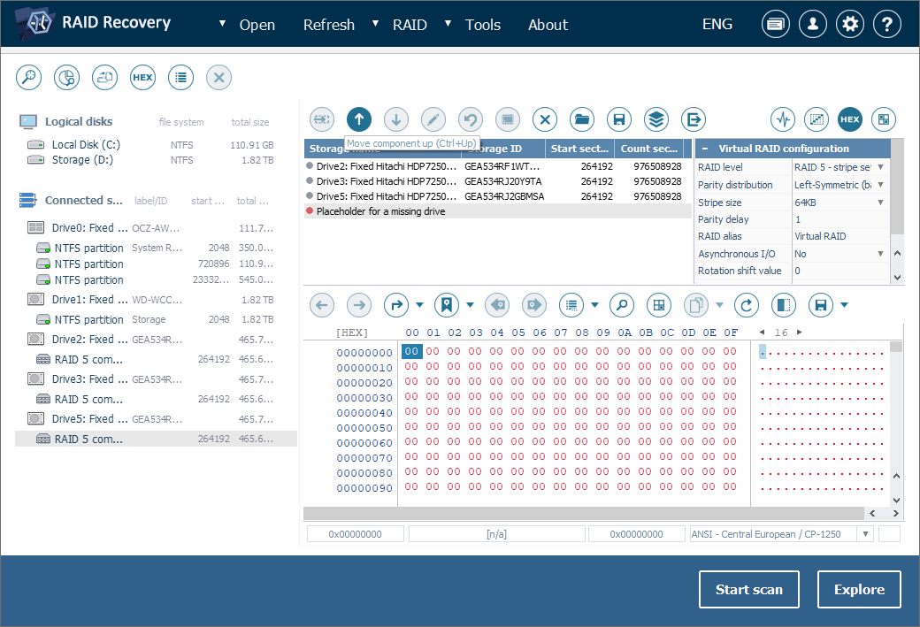 move components in raid builder in ufs explorer raid recovery program