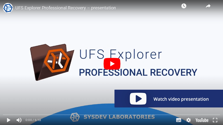 UFS Explorer Professional Recovery - Präsentation