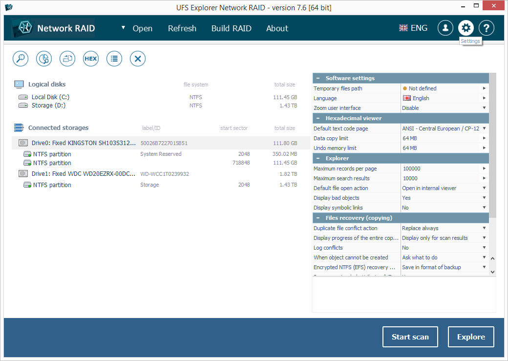 UFS Explorer Network RAID-Screenshot