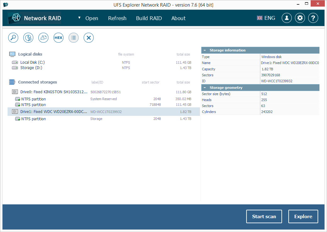 UFS Explorer Network RAID-Screenshot