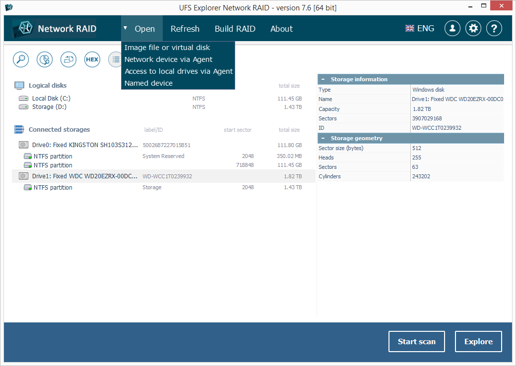 UFS Explorer Network RAID-Screenshot