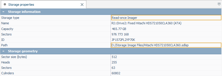 storage properties panel in ufs explorer program