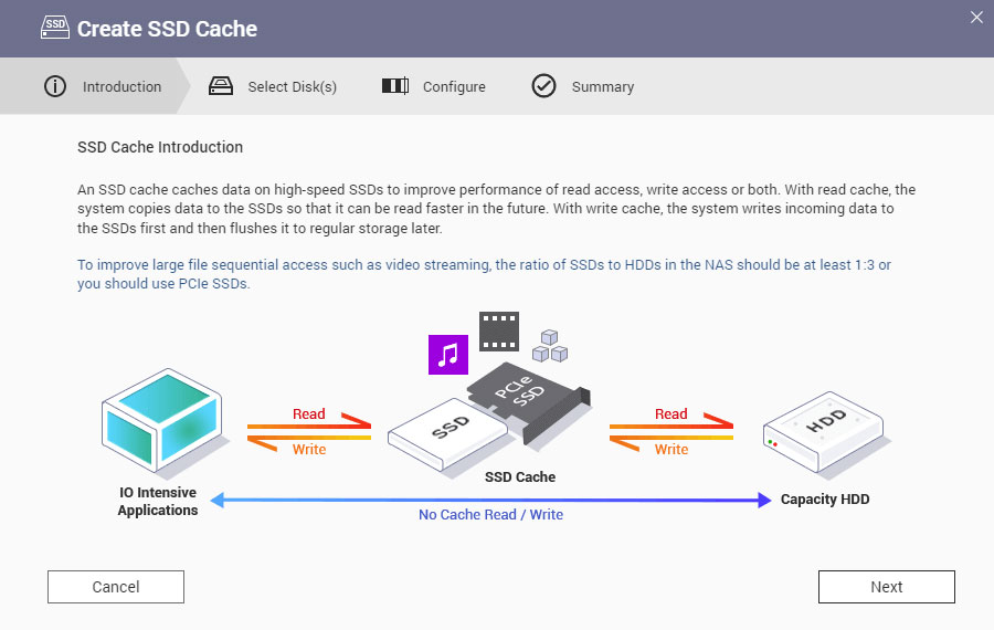 configuración de caché ssd en nas de qnap