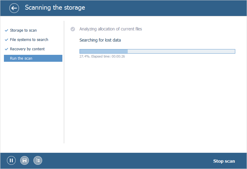 scan progress bar in ufs explorer program