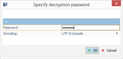 window specify decryption password in ufs explorer program interface
