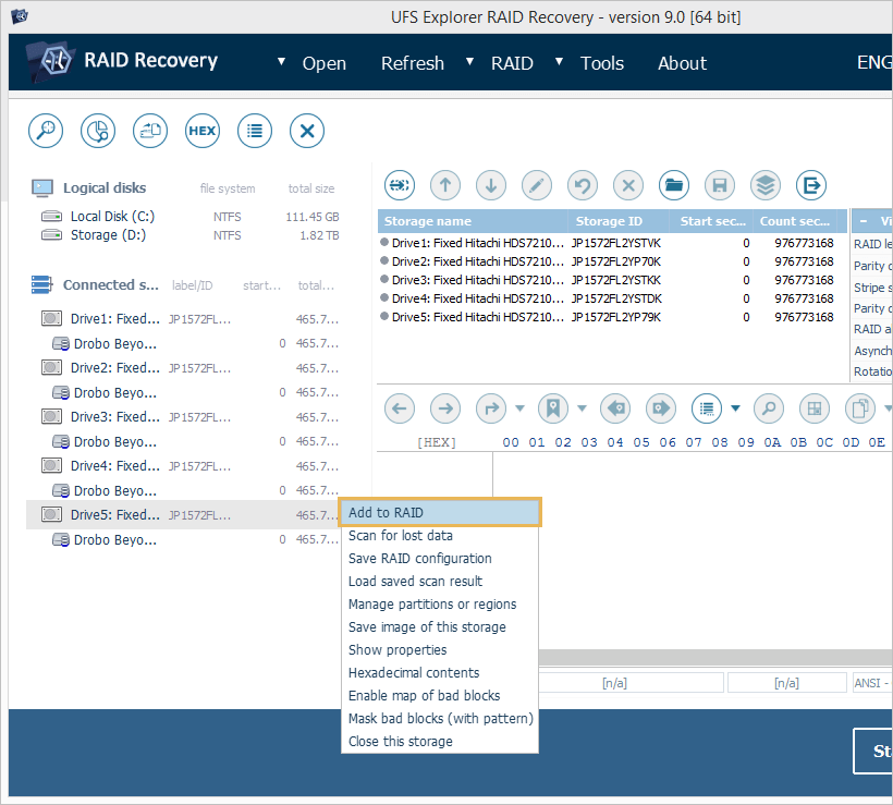 add to raid function to add storage to raid builder in ufs explorer raid recovery program