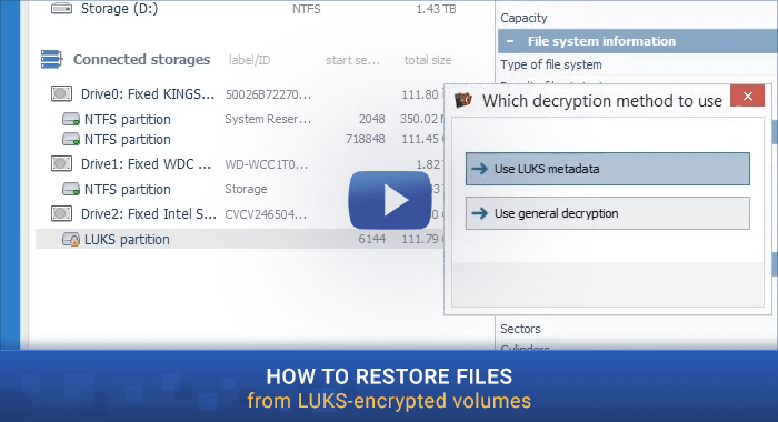 preview image of video tutorial of data recovery from volume encrypted with luks