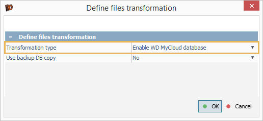configuring transformation type parameter in define files transformation window in ufs explorer professional recovery