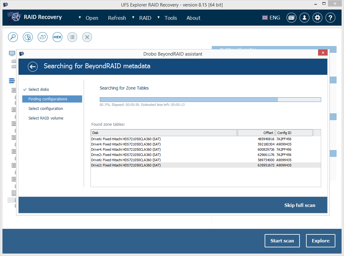 searching for beyondraid metadata in ufs explorer