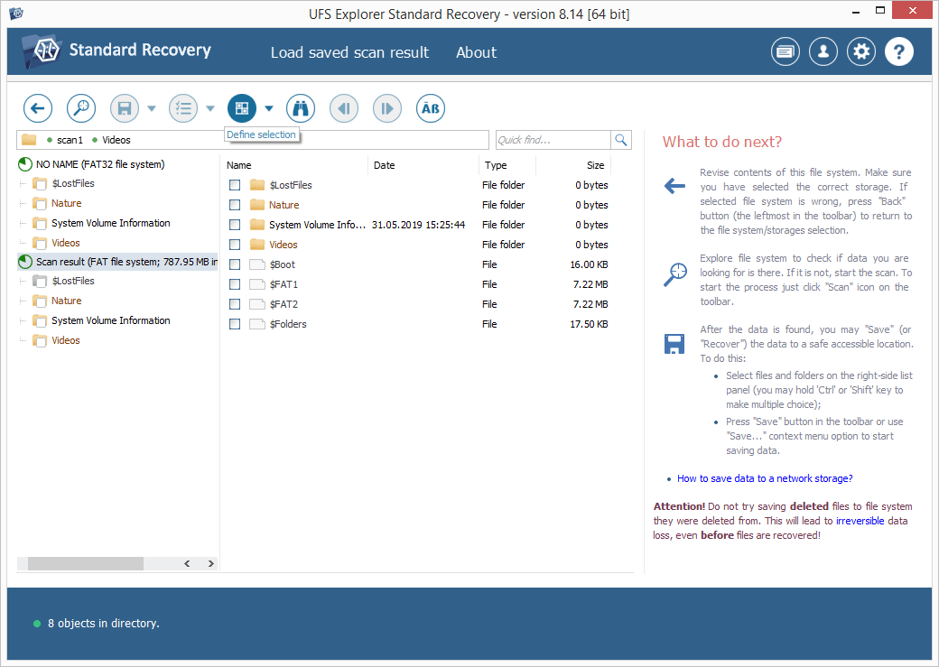 Captura de pantalla UFS Explorer Standard Recovery