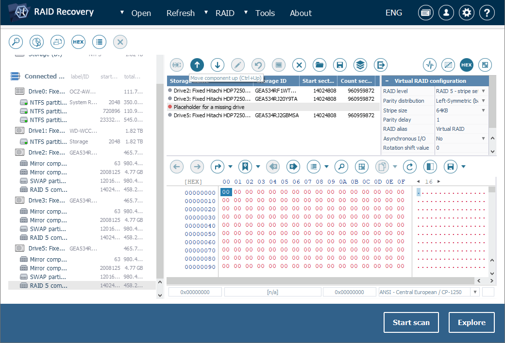 set virtual raid configuration in ufs explorer raid builder