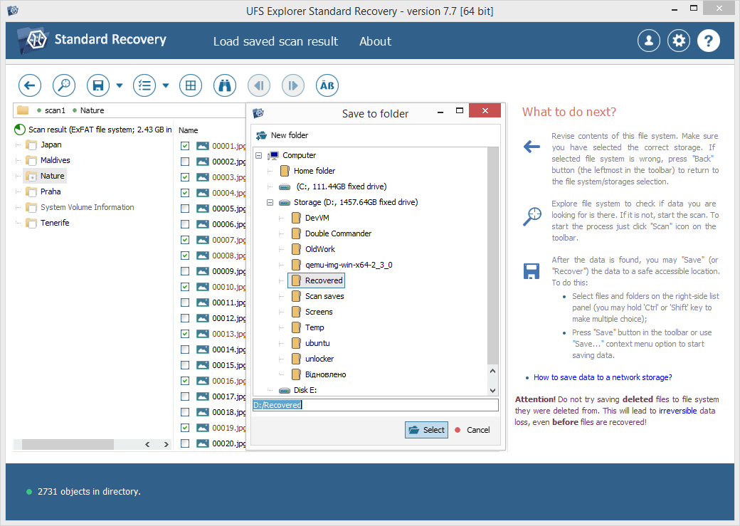 herramienta guardar selección en interfaz de ufs explorer