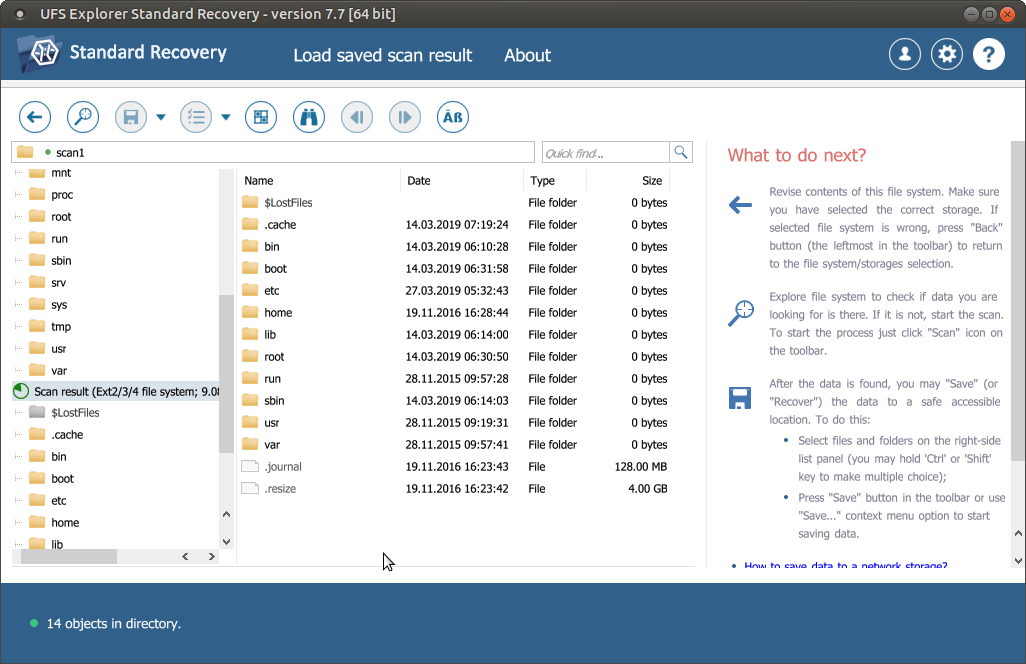 explorar resultados de escaneo en ufs explorer standard recovery