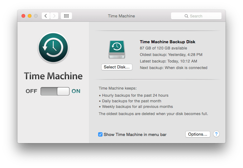 disco de copia de seguridad de time machine en macos