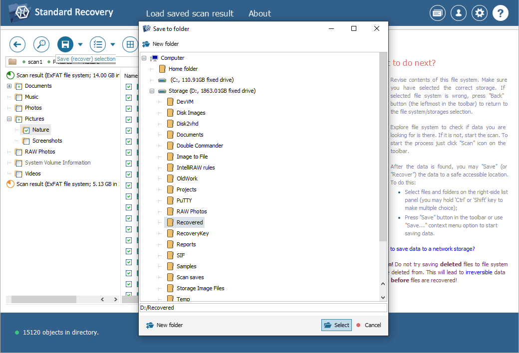 Captura de pantalla UFS Explorer Standard Recovery