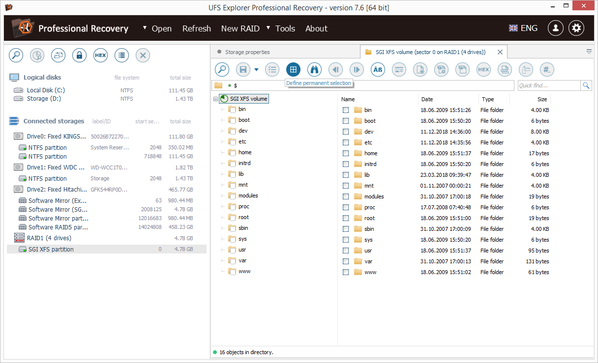 Captura de pantalla UFS Explorer Professional Recovery