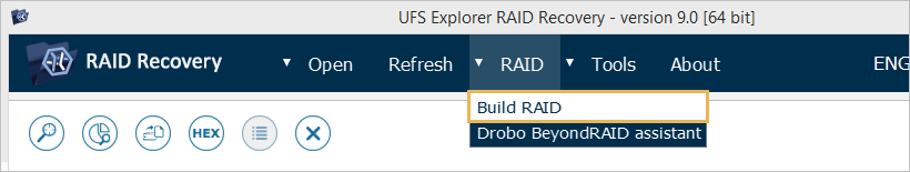 build raid option under raid tab of main menu of ufs explorer raid recovery program 