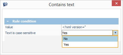 option to enable and disable case sensitivity for text based rule in intelliraw rules editor of ufs explorer