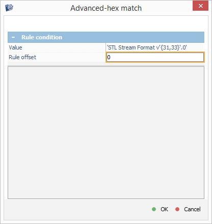 rule offset field in advanced hex match dialog of intelliraw rules editor of ufs explorer