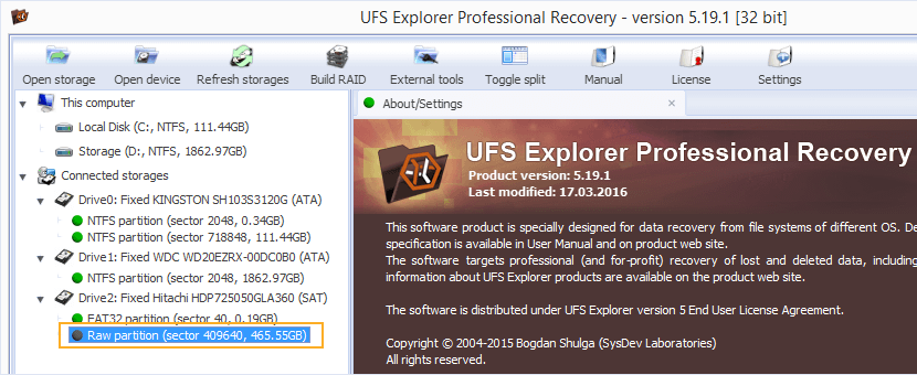 apfs volume not supported by ufs explorer 5.19 and detected as raw partition
