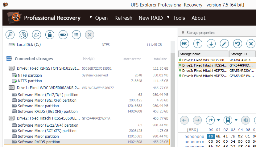 raid 5 supported and properly recognized by ufs explorer 7.5