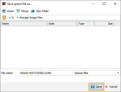 save sparse file window in ufs explorer professional recovery program