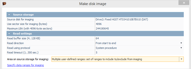 create image of ranges set manually defined by user in ufs explorer