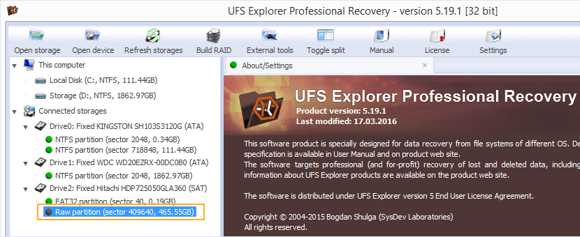 APFS volume in UFS Explorer Professional Recovery