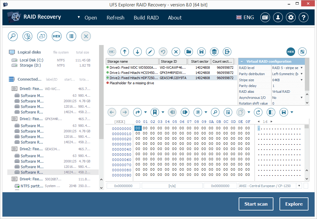 Specialized tool for RAID reconstruction and data recovery from various storage quick Screen Shot