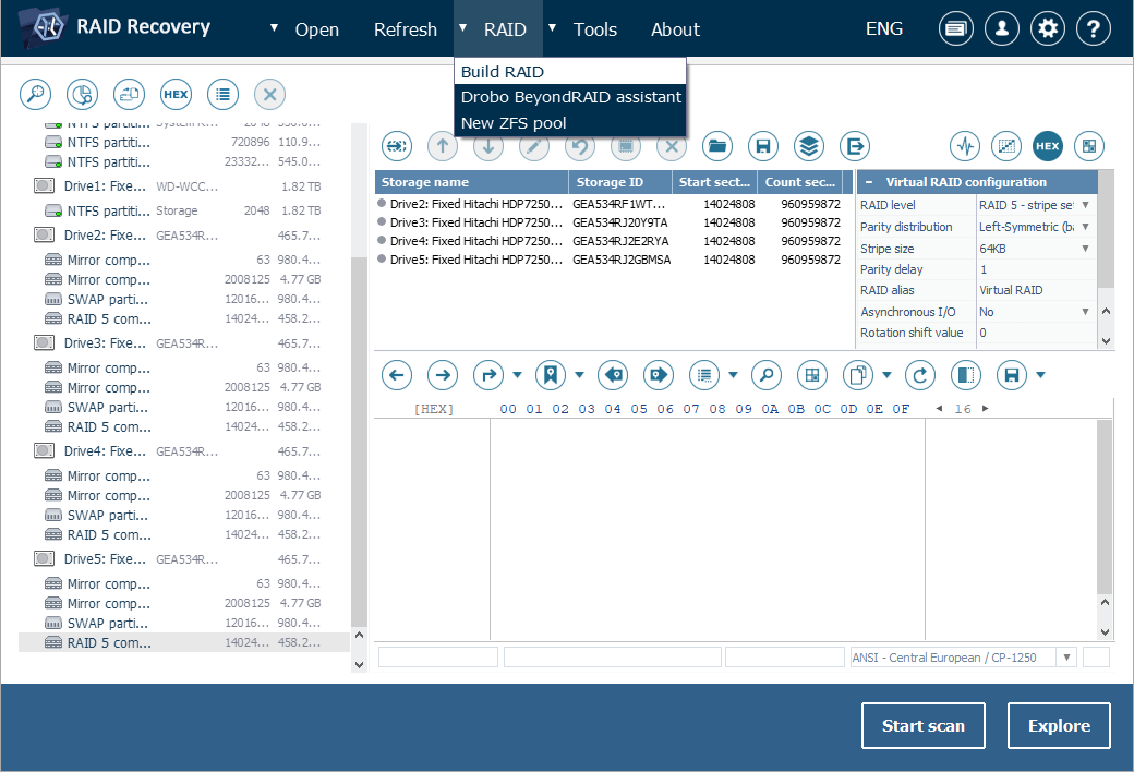 add raid components manually in ufs explorer raid builder