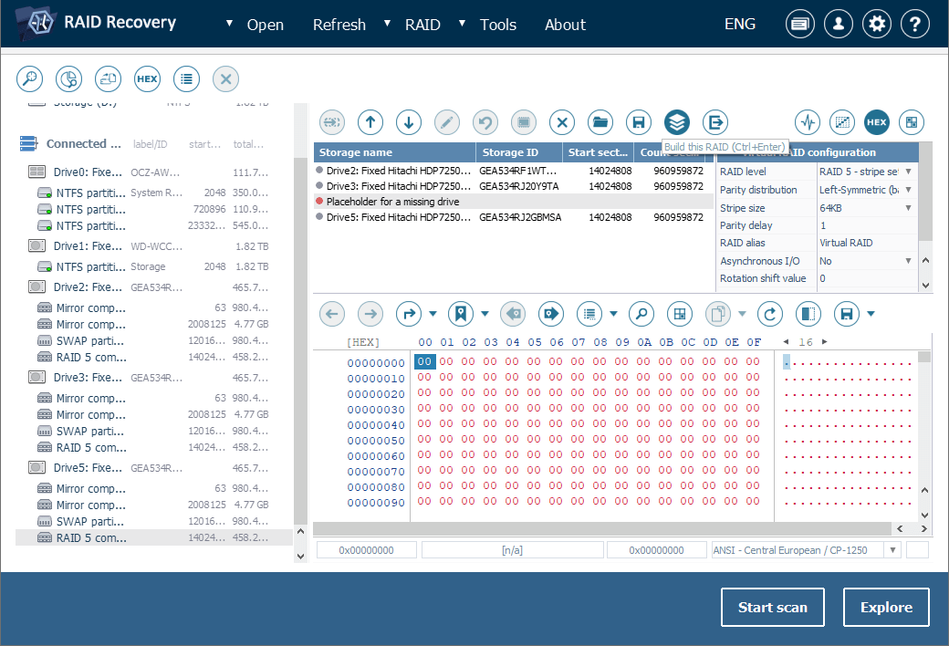 build this raid button in ufs explorer raid builder