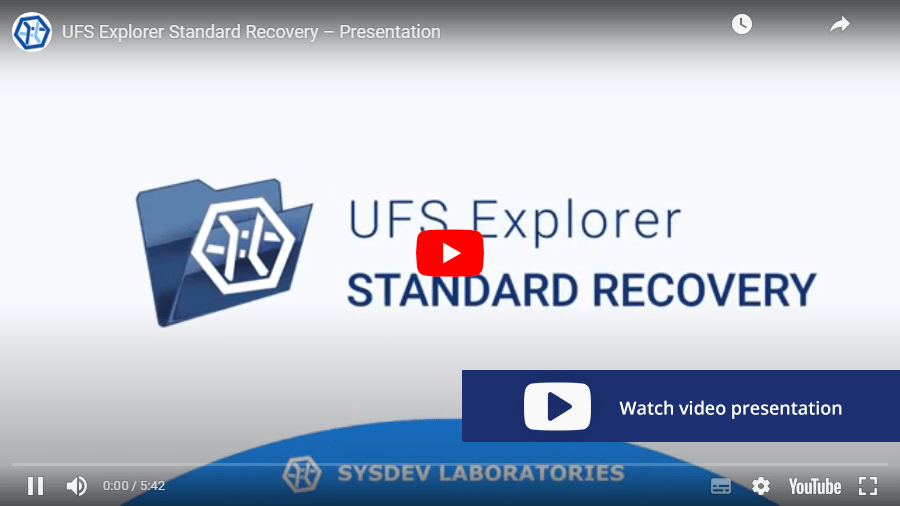 UFS Explorer Standard Recovery - presentation