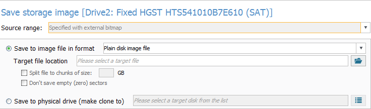 specified with external bitmap option set as source range in disk imaging configuration window in ufs explorer program