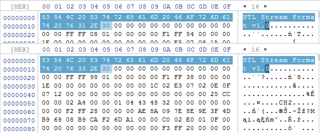 identical patterns selected in hexadecimal contents of several sample files in ufs explorer program interface